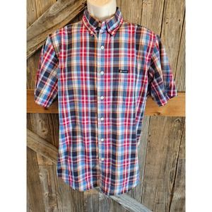 Chaps Easy Care EUC colorful short sleeve button up size M ^